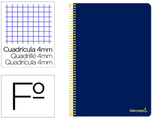Cuaderno Folio Cuadrícula 80 hojas Con Margen Azul Oscuro - Central de  compras